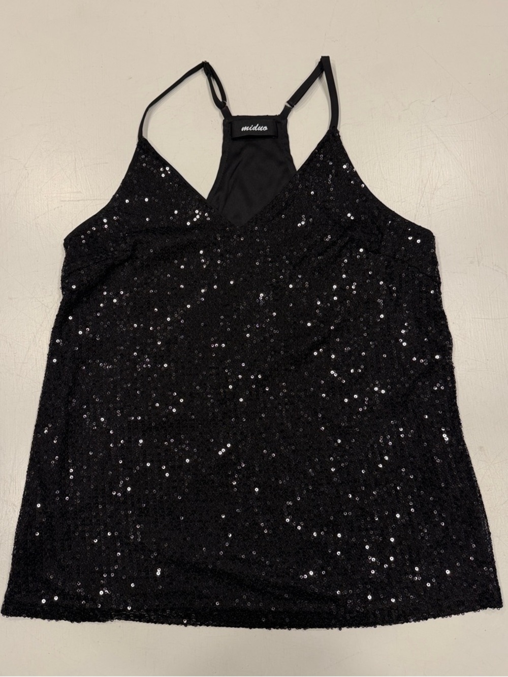 Black Sequin Camisole Top